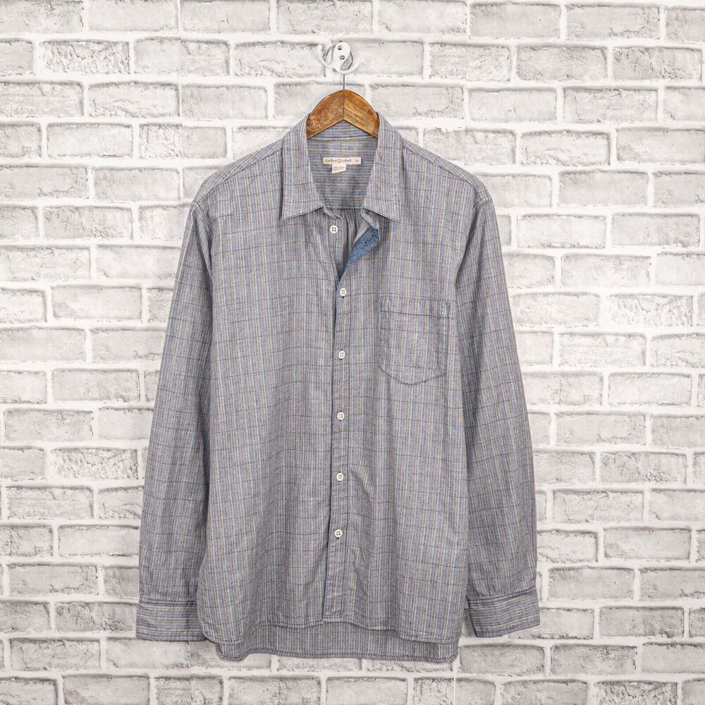 Carbon 2 Cobalt Button up Shirt Gray stripe cotton size XL